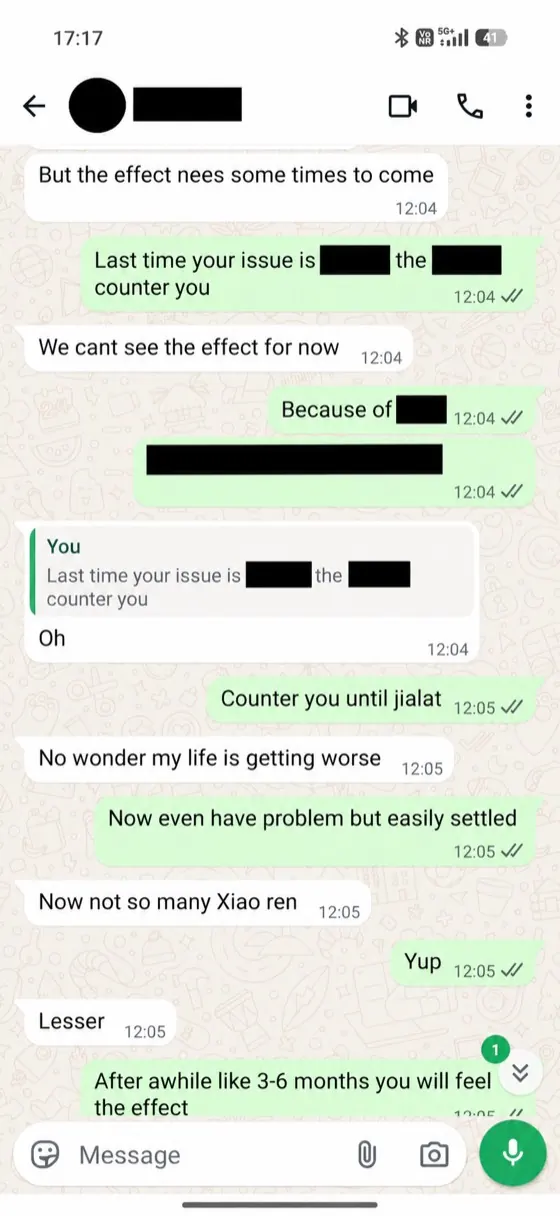 WhatsApp chat: a client says there are now fewer people working against them.